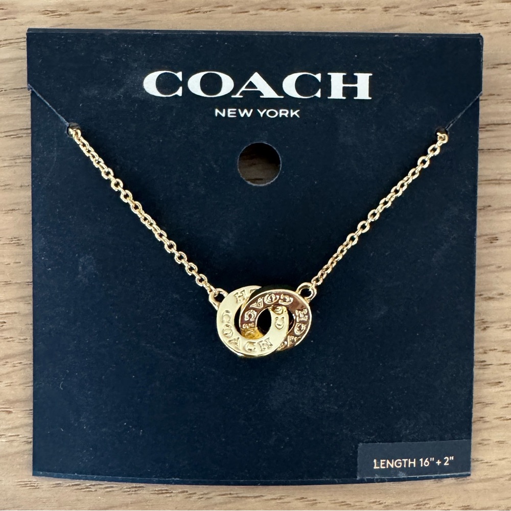 NWT Coach Interlocking Open Circle Pendant Necklace